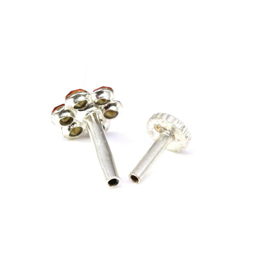 Floral red white crystal Nose stud - Image 3