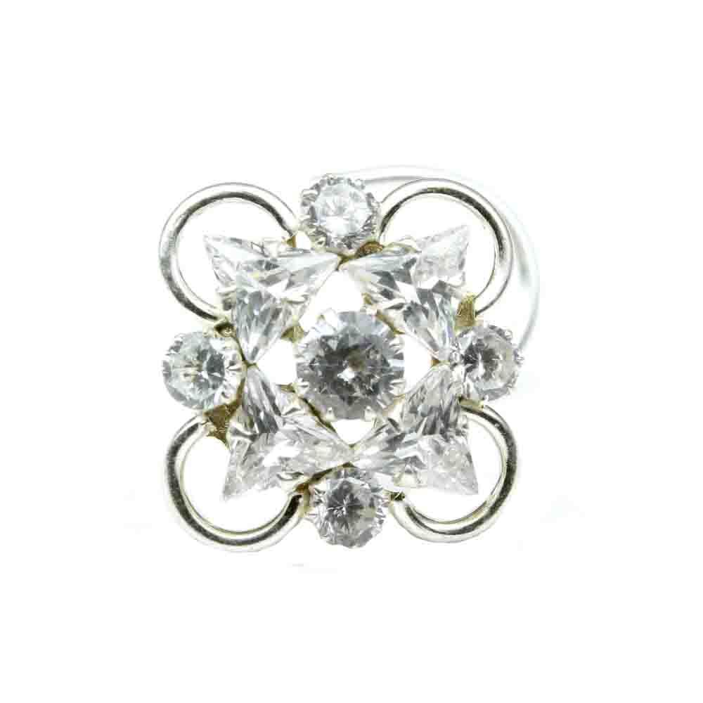 Floral Silver Nose Stud for Women