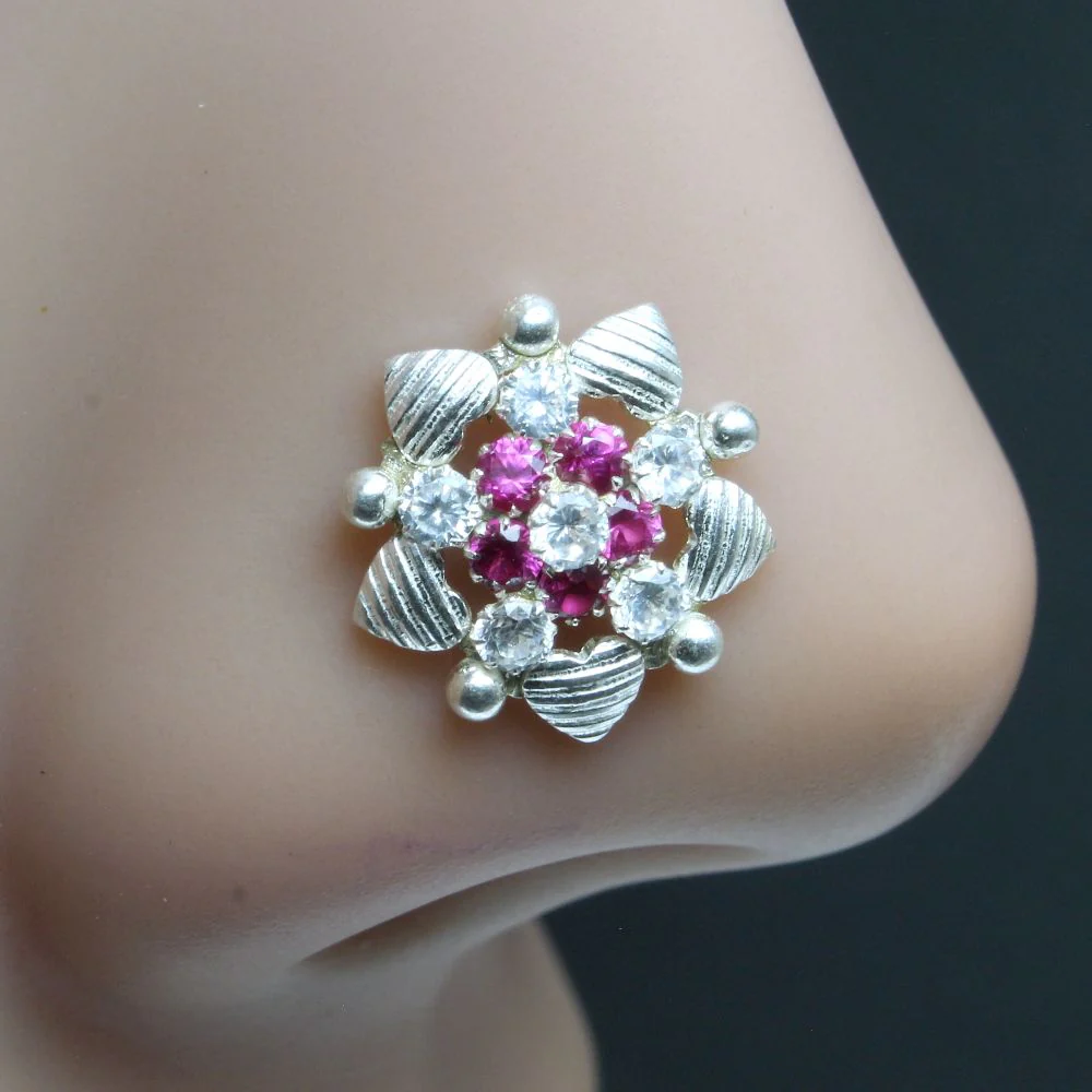Floral Sterling Silver twisted nose Piercing