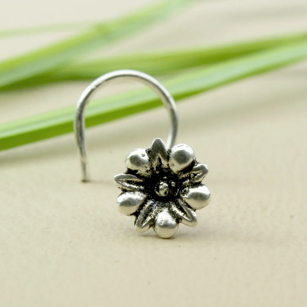 Floral Sterling Silver Nose Piercing