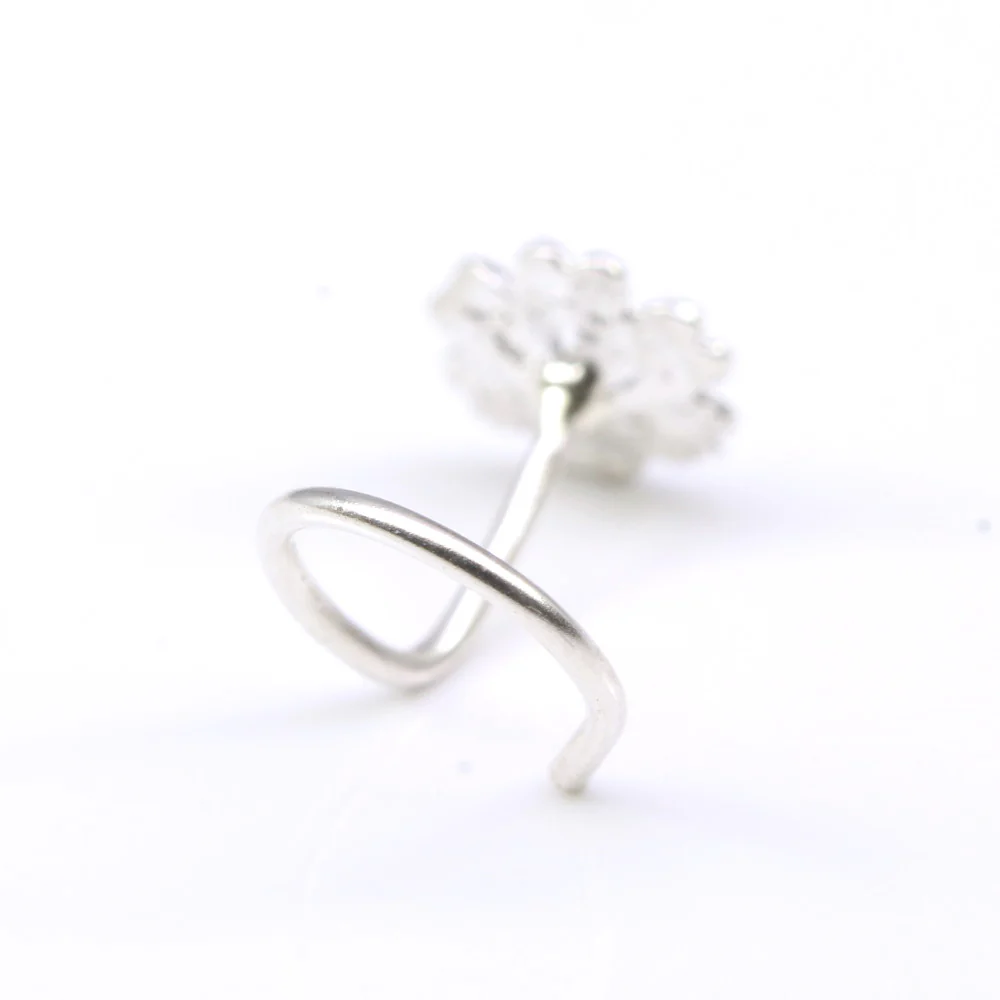 Floral Sterling Silver Nose Piercing - Image 4