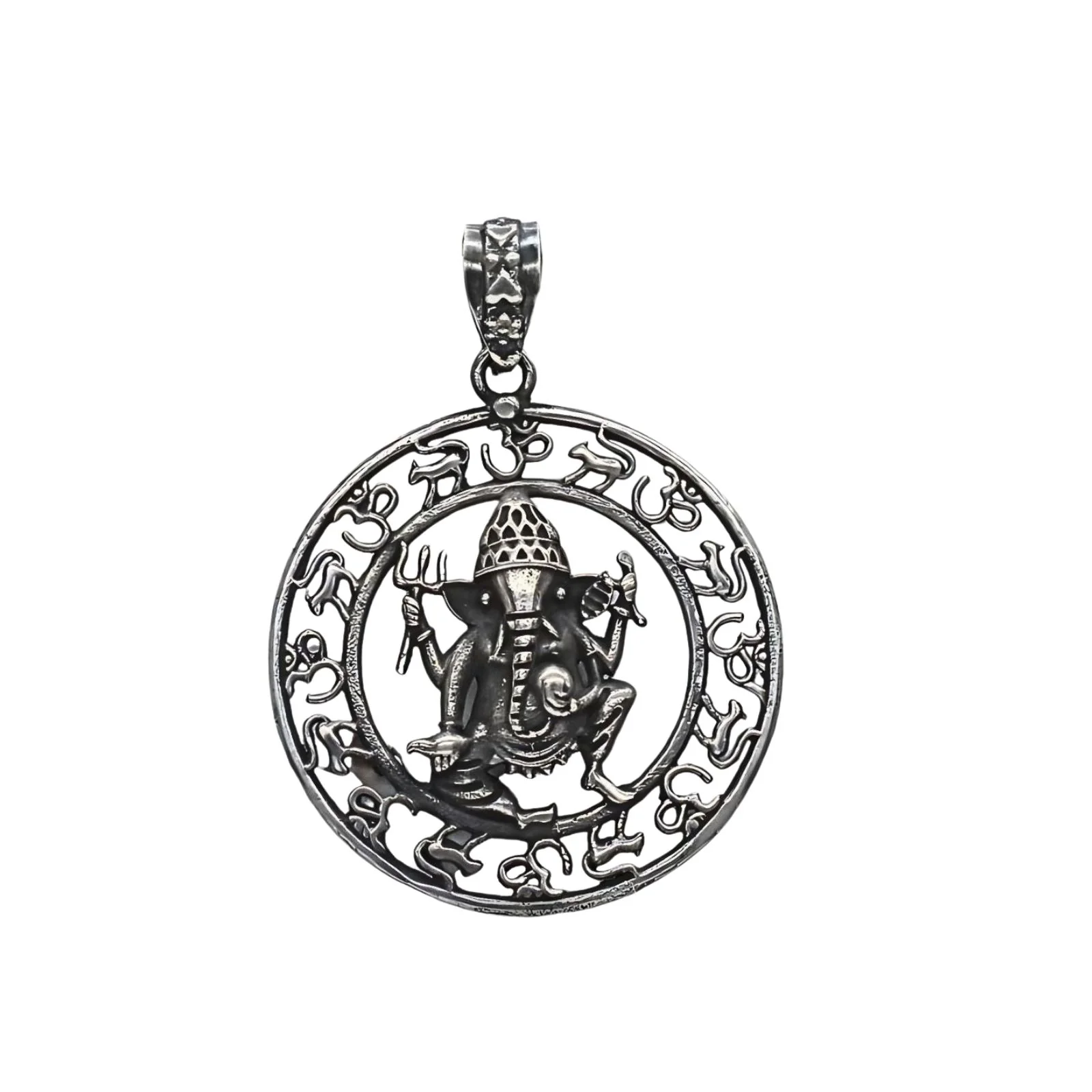 Ganesh Om Symbol 925 Real Silver Sacred Geometry Unisex Pendant - Image 4