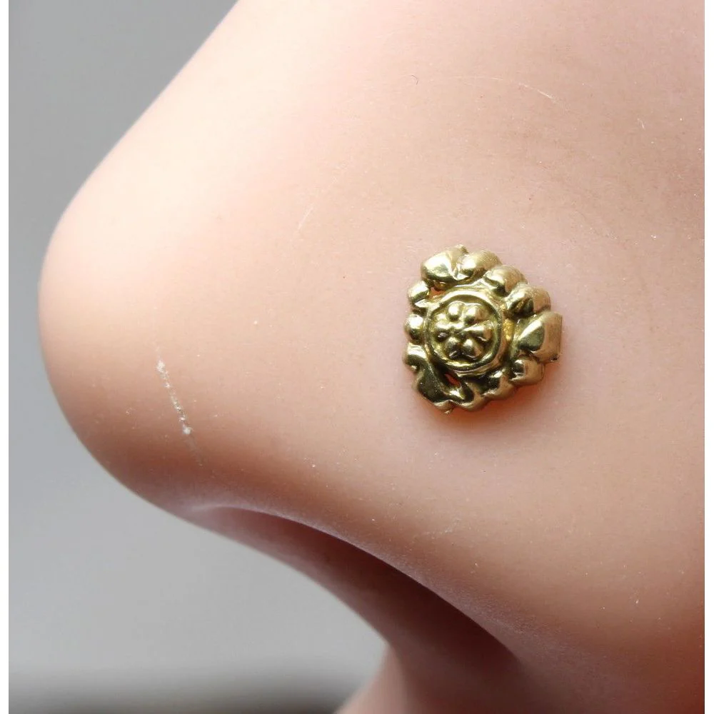 Gold finish floral push pin