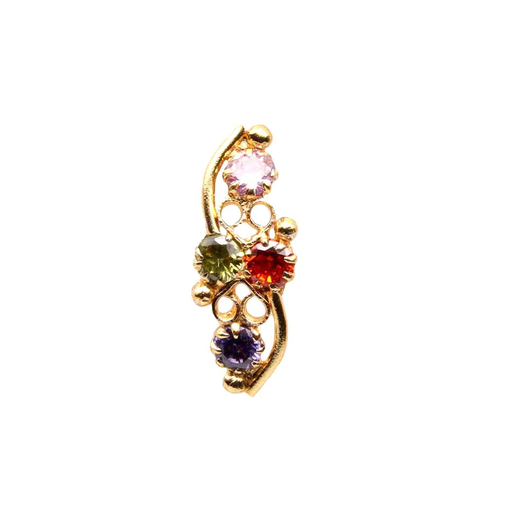 Gold Plated cluster CZ nose pin - Image 2