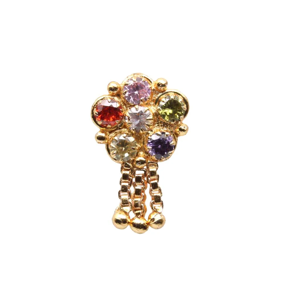Gold Plated Dangling Ball nose piercing - Image 2