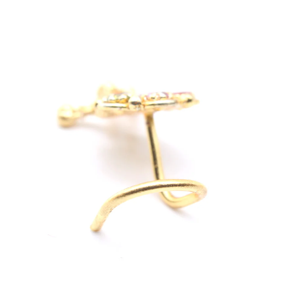 Gold Plated Dangling Ball nose piercing - Image 3