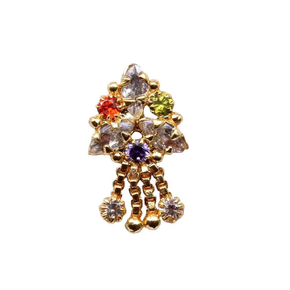 Gold plated nose pin with hanging chains - Image 2
