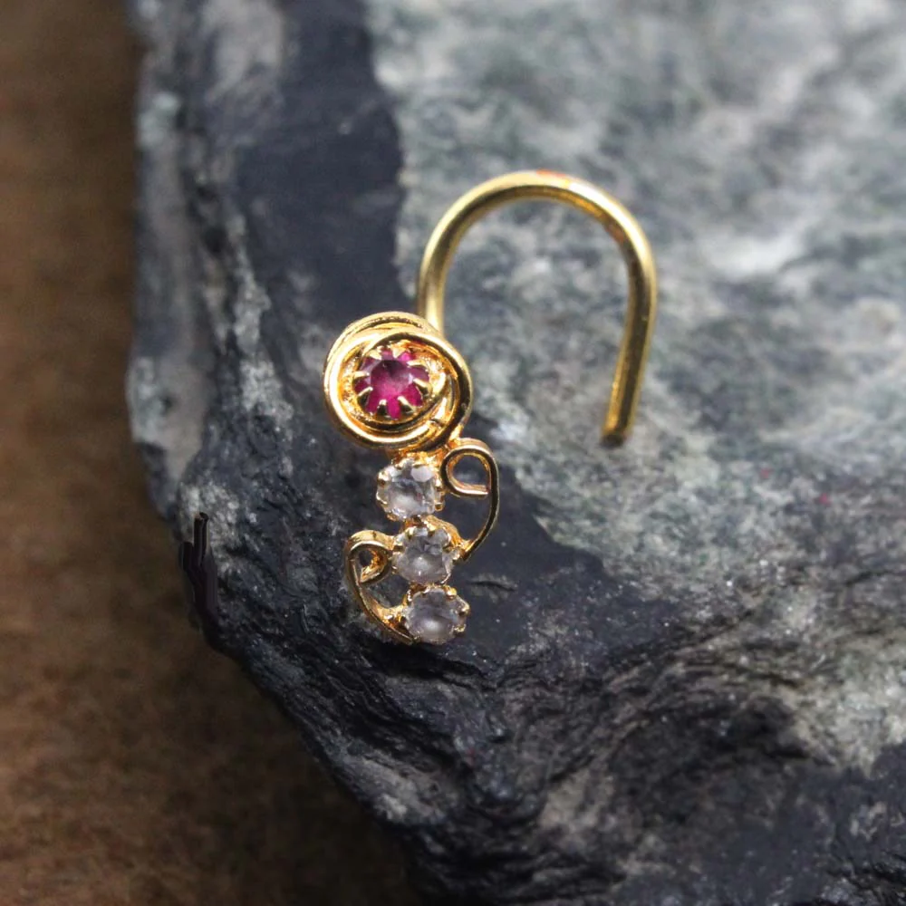 Gold Plated swirl design Indian Piercing