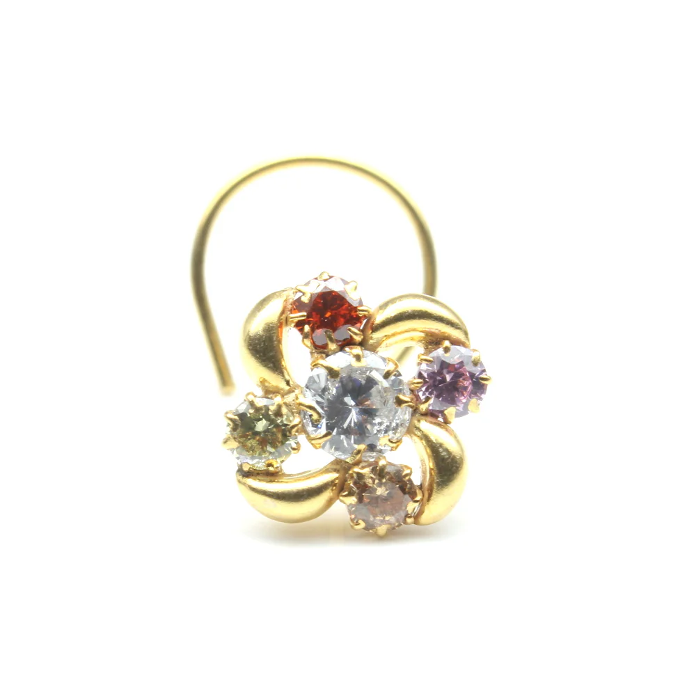 Gold plated twisted design nose pin