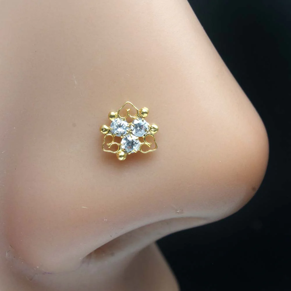 Gold Plated twisted wire nose pin - Image 2