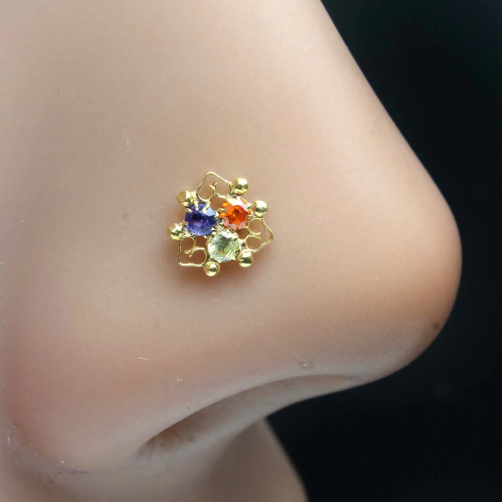 Gold Plated twisted wire nose pin - Image 8