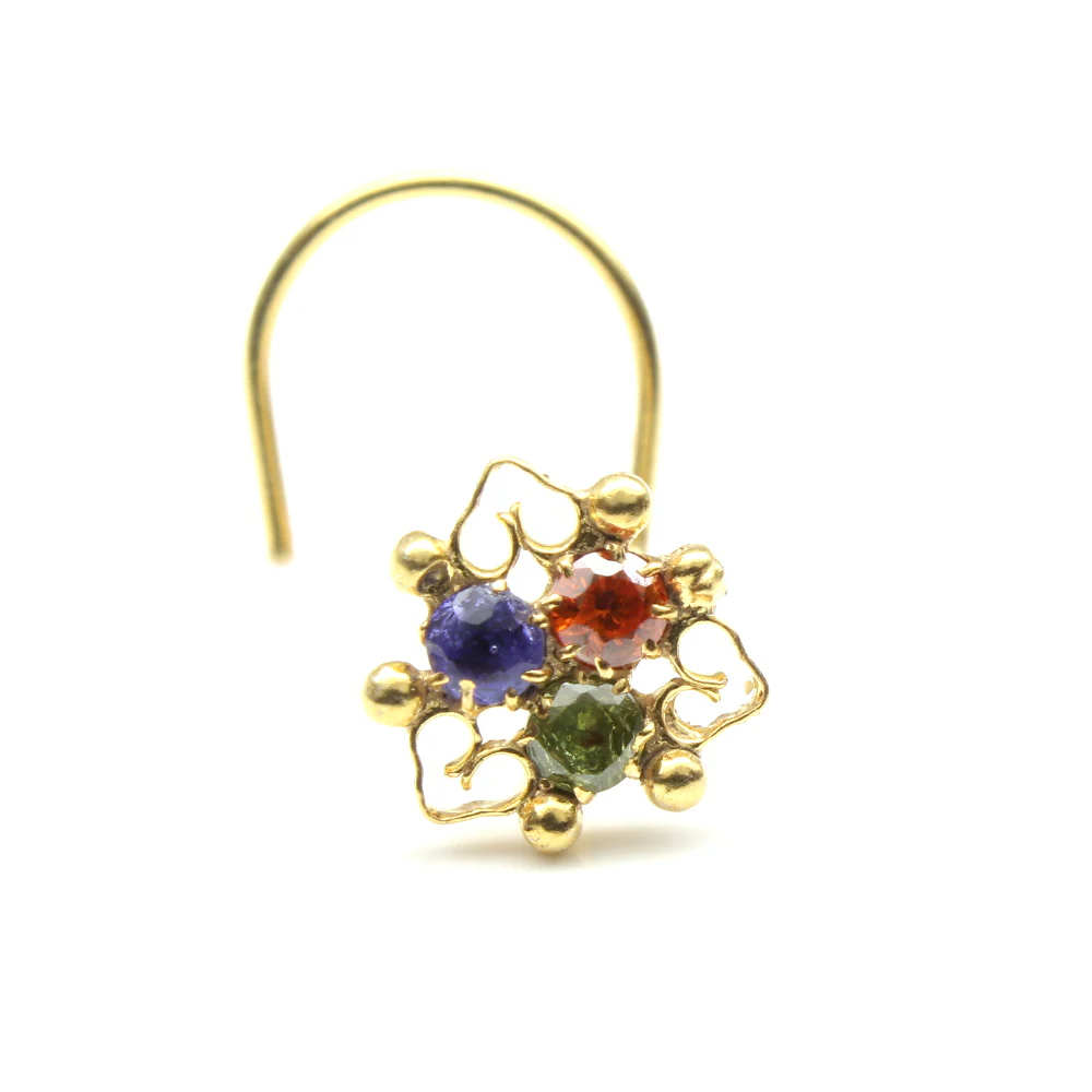 Gold Plated twisted wire nose pin - Image 9