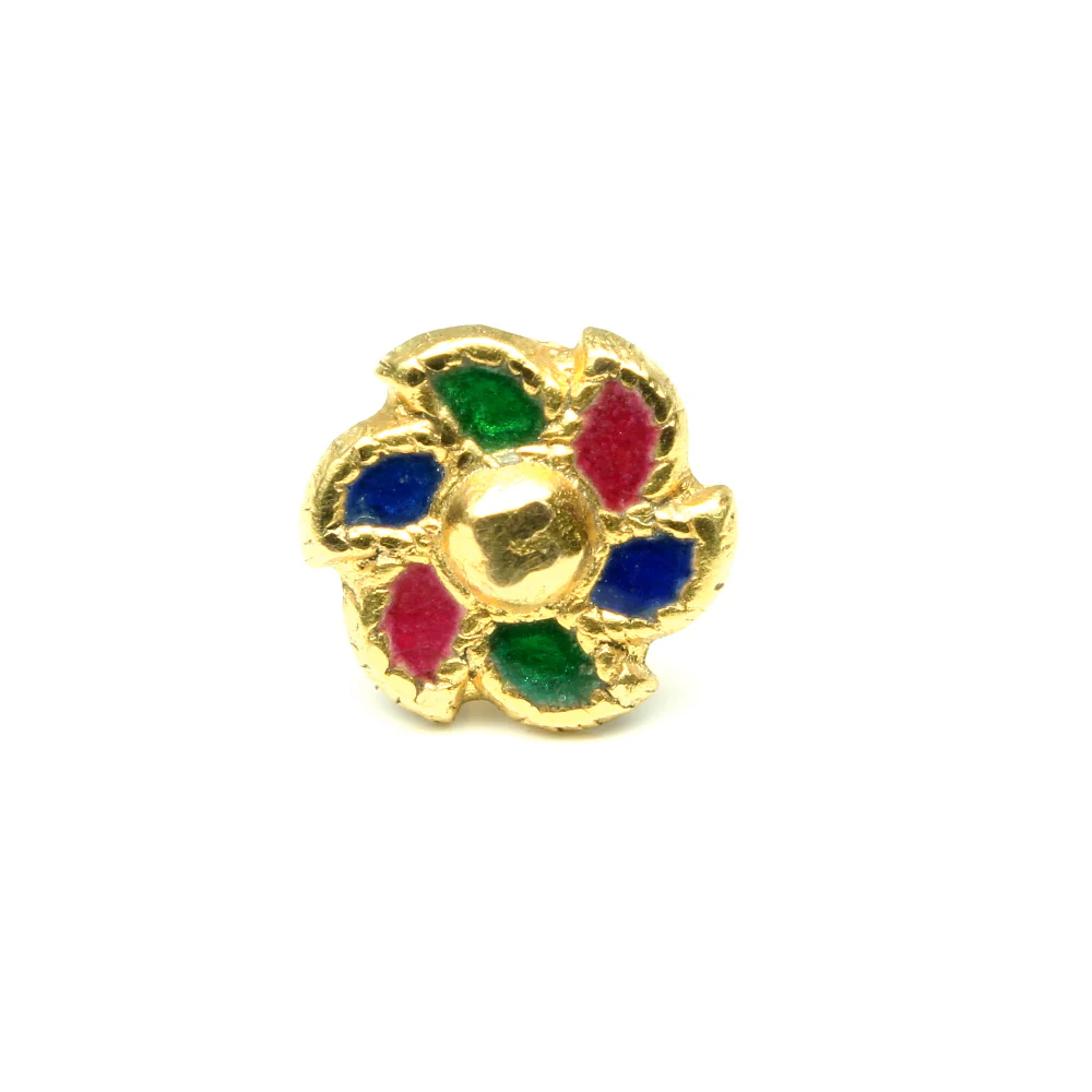 Gold tone flower shaped nose pin - Image 2