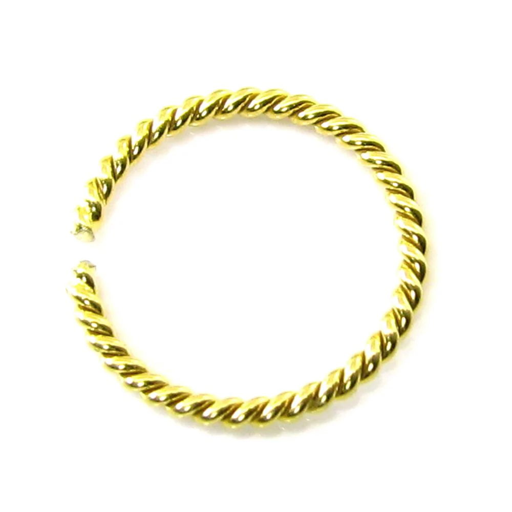 Graceful Piercing Twisted Wire Nose Hoop Ring Solid 14k Yellow Gold - Image 3