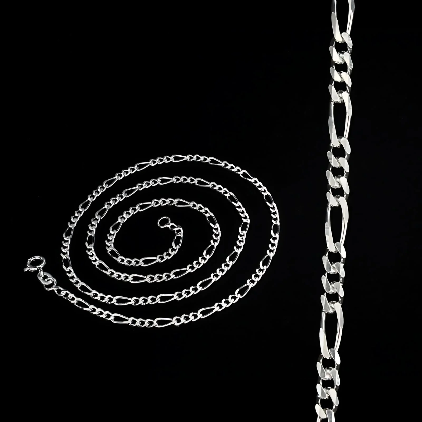 Handmade 925 Sterling Silver figaro Neck chain 18" - Image 3
