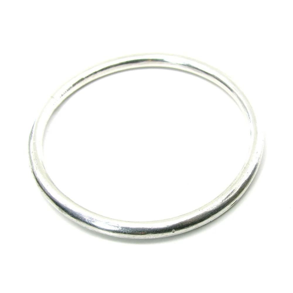 Jointless handmade Pure Solid Plain Round Silver Bangle Bracelet kada - Image 5