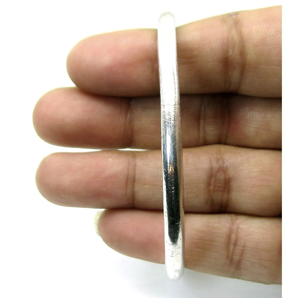 Jointless handmade Pure Solid Plain Round Silver Bangle Bracelet kada - Image 6