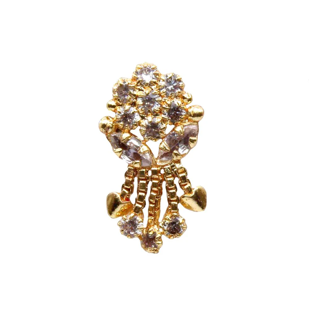 Heart charms with dangle chains nose pin - Image 2