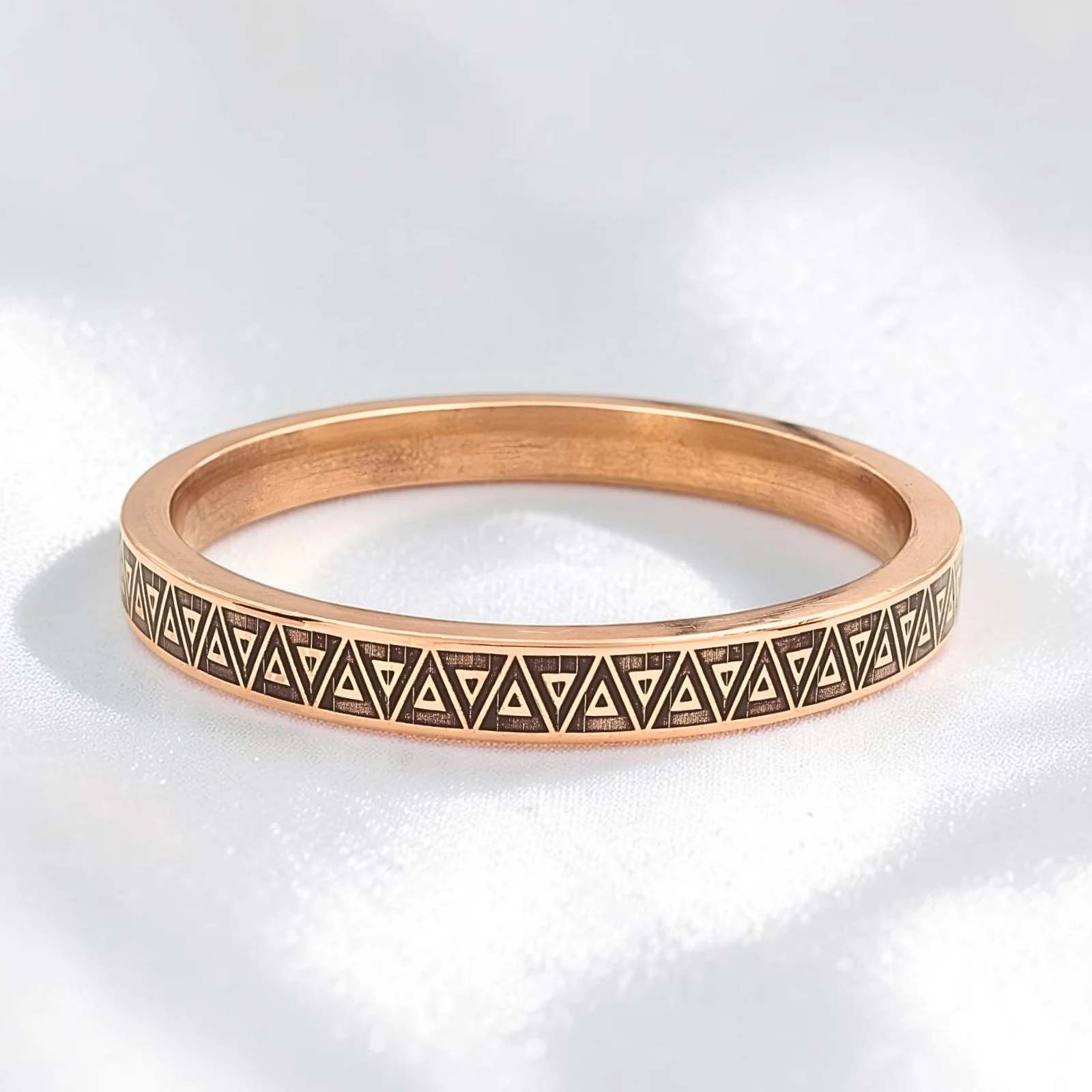 Heavy Engraved Tribal Geometry Copper Kada - Aztec Bracelet for Men