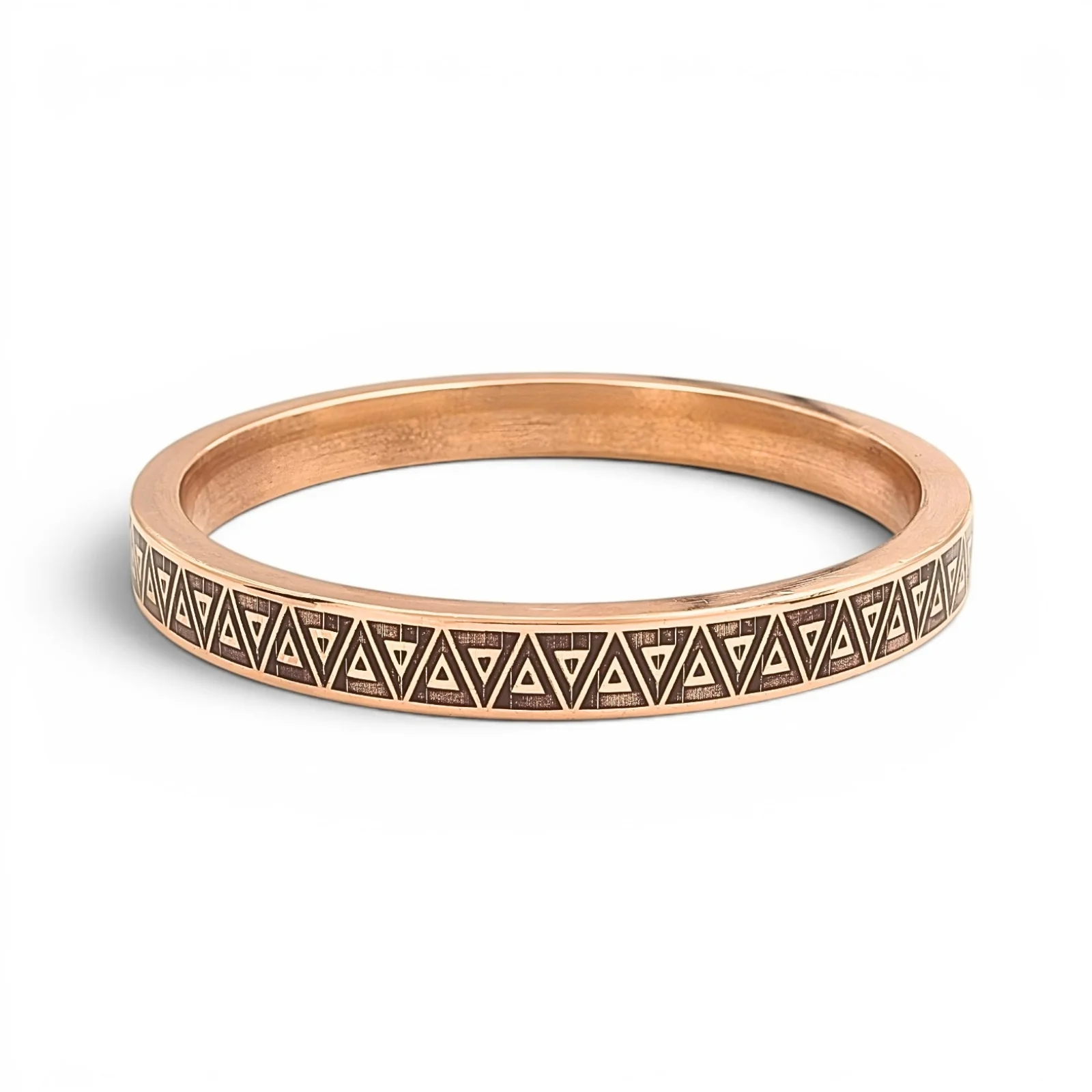 Heavy Engraved Tribal Geometry Copper Kada - Aztec Bracelet for Men - Image 4
