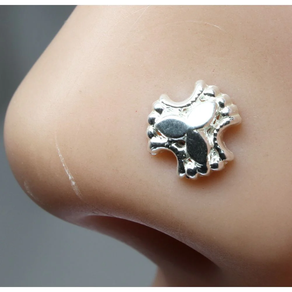 Hypoallergenic Spiral Silver Nose Pin - Image 2