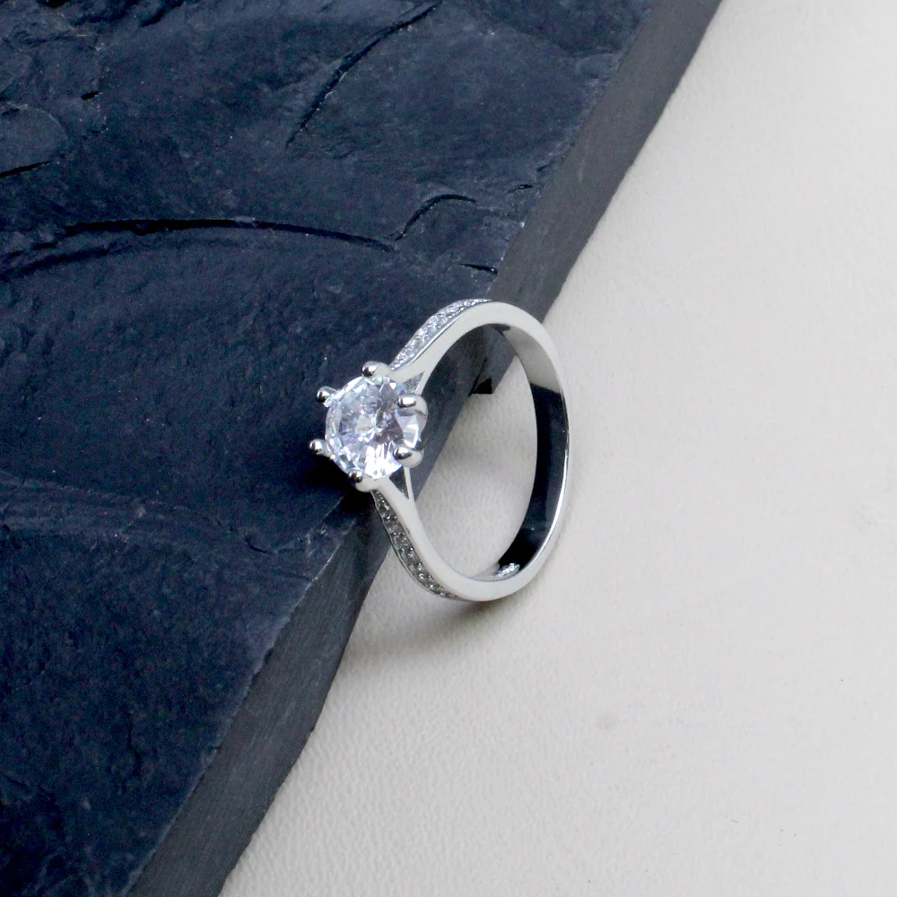 Indian 925 Silver White CZ Solitaire Ring - Image 2
