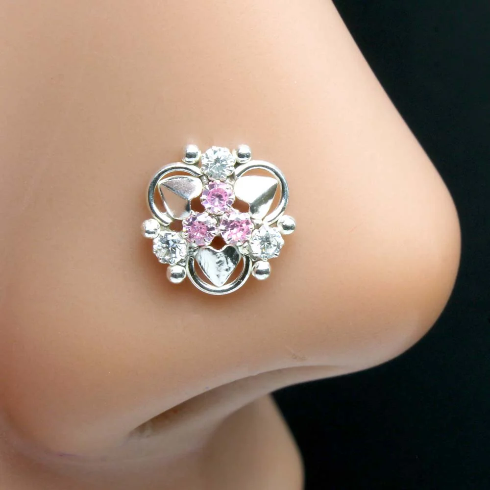 Silver Twisted Nose Pin - 925 Sterling Silver