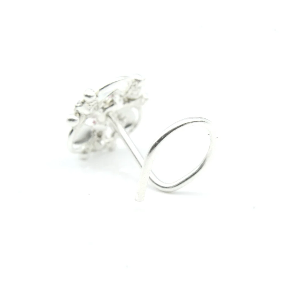 Silver Twisted Nose Pin - 925 Sterling Silver - Image 3
