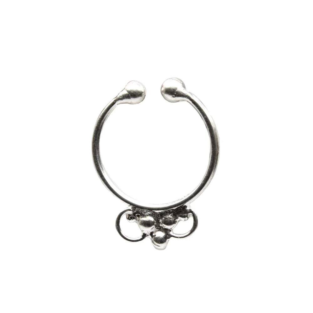 Ball Beaded Clip-On Silver Septum Ring - Image 3