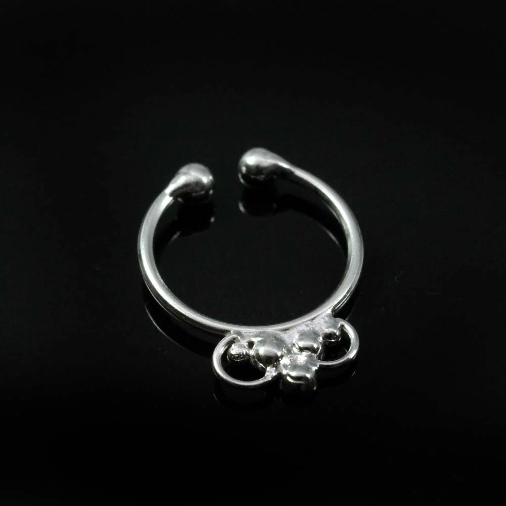 Ball Beaded Clip-On Silver Septum Ring - Image 4