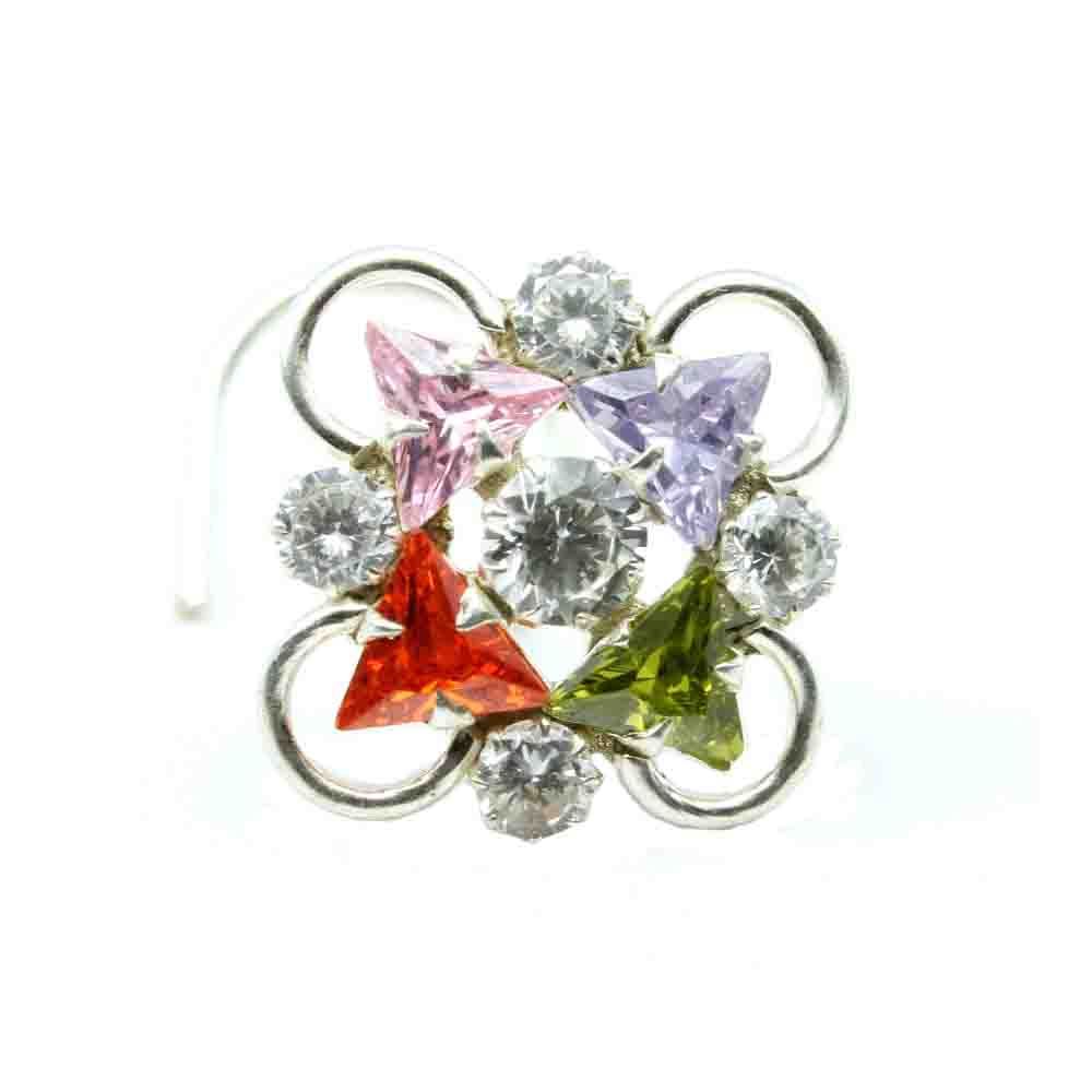 Indian nose ring Silver Floral Nose Piercing