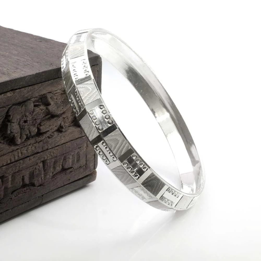 Punjabi style Real Sterling Men's Silver Kada