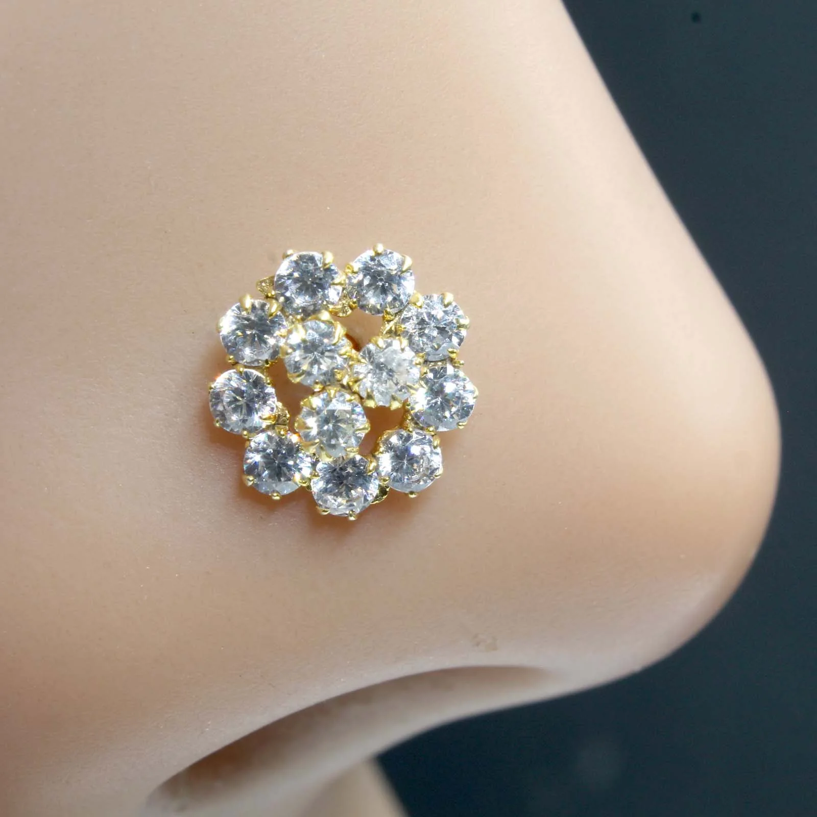 925 Sterling Silver Gold Plated Nose Piercing - Image 2