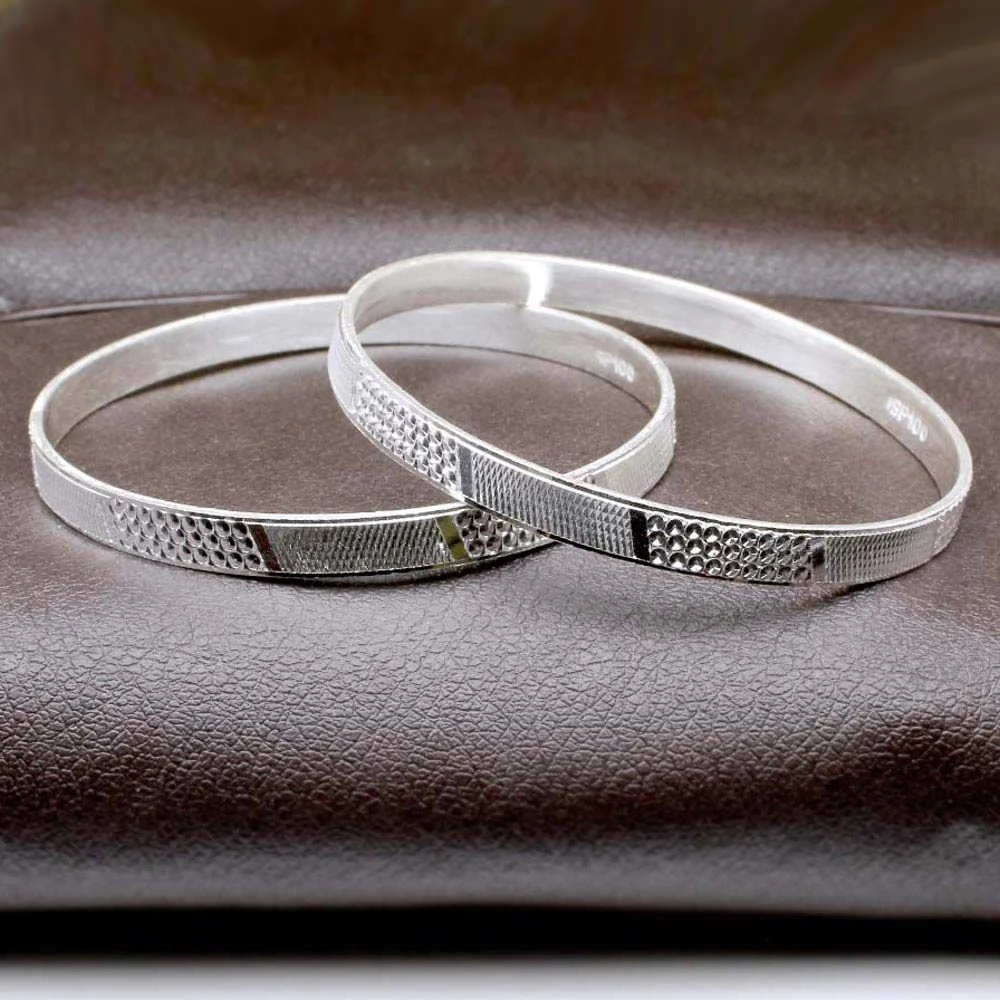 Indian Real Sterling Silver Women Bangles Bracelet (Kangan)- Pair - Image 3