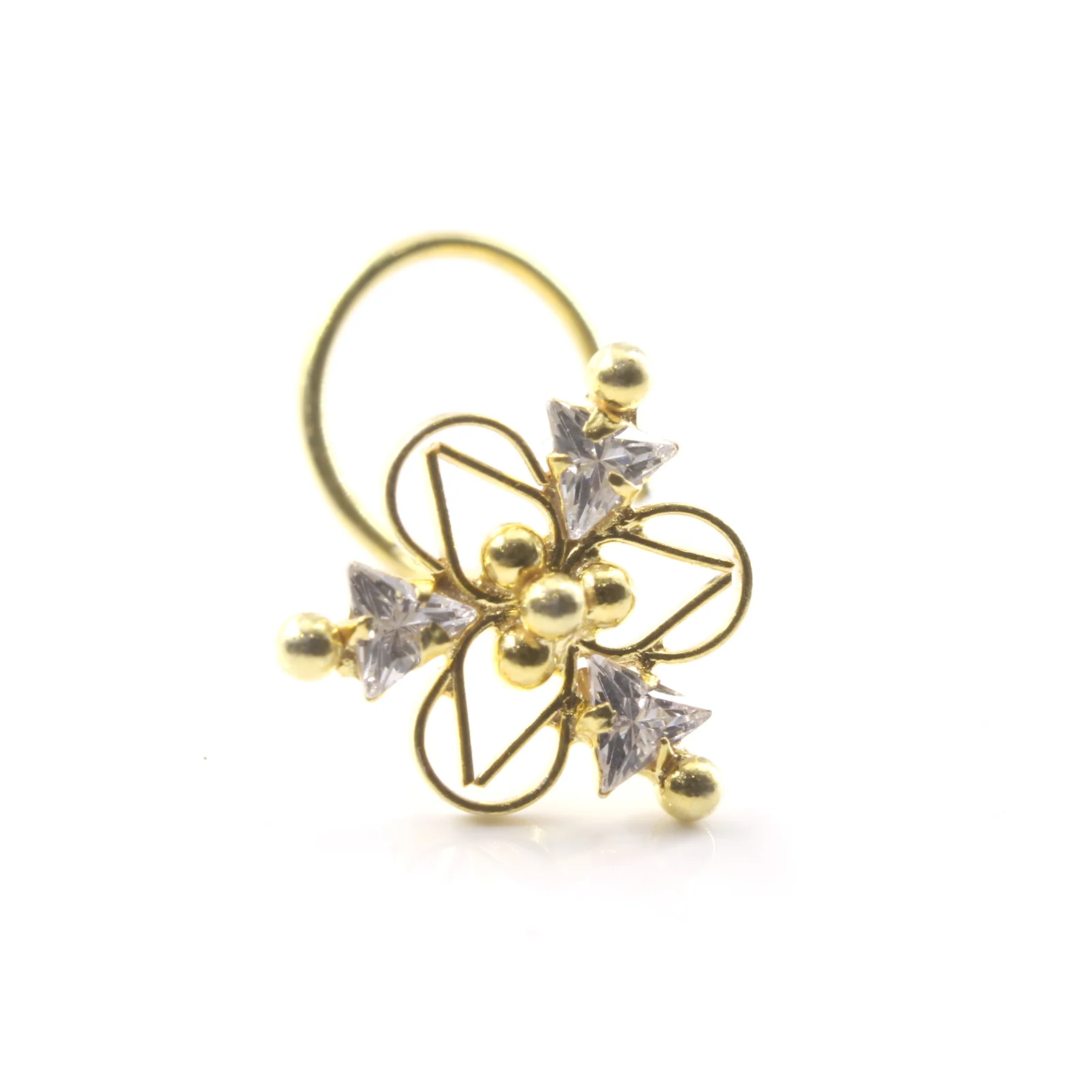 Gold Look Nose Stud Silver Base - Image 2
