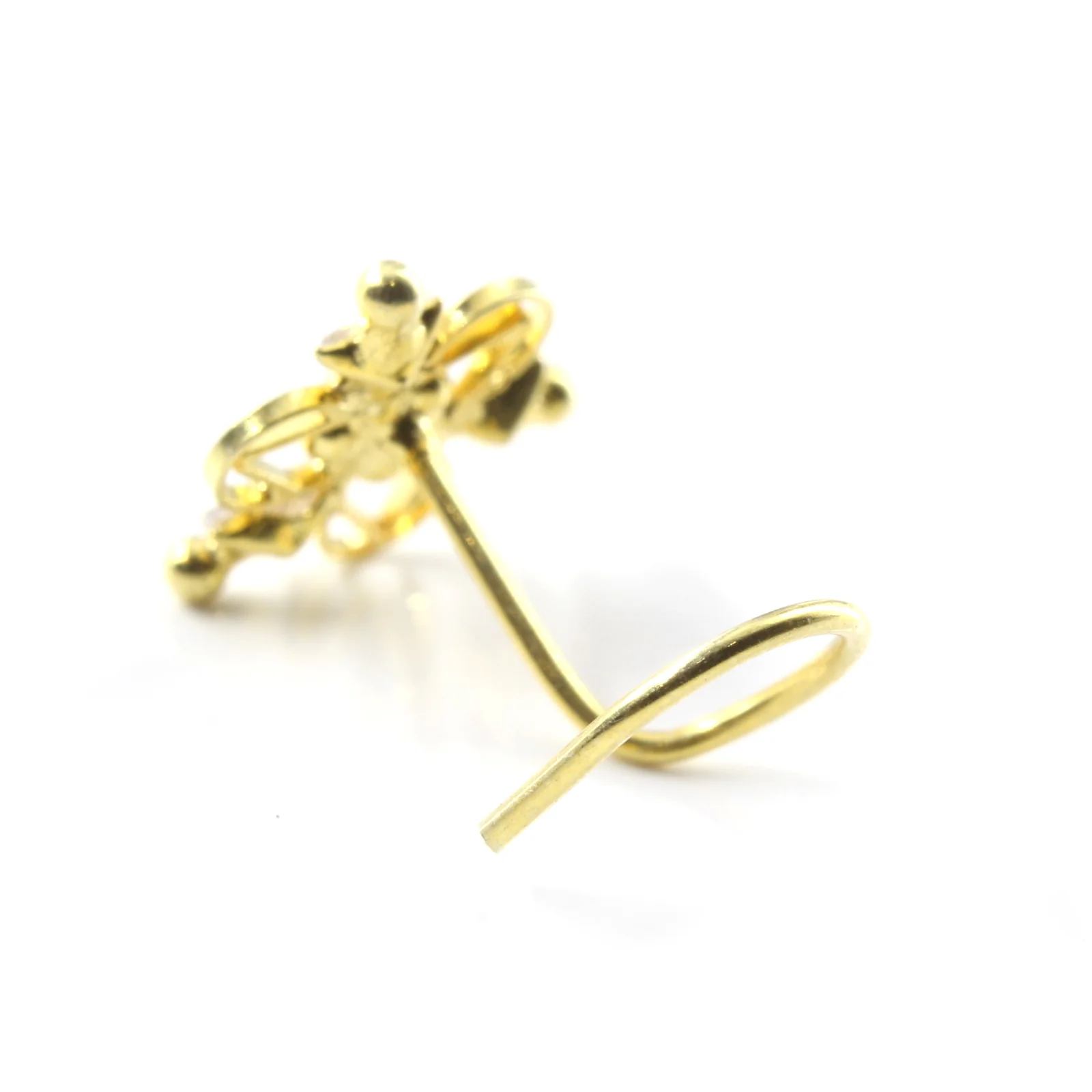 Gold Look Nose Stud Silver Base - Image 3