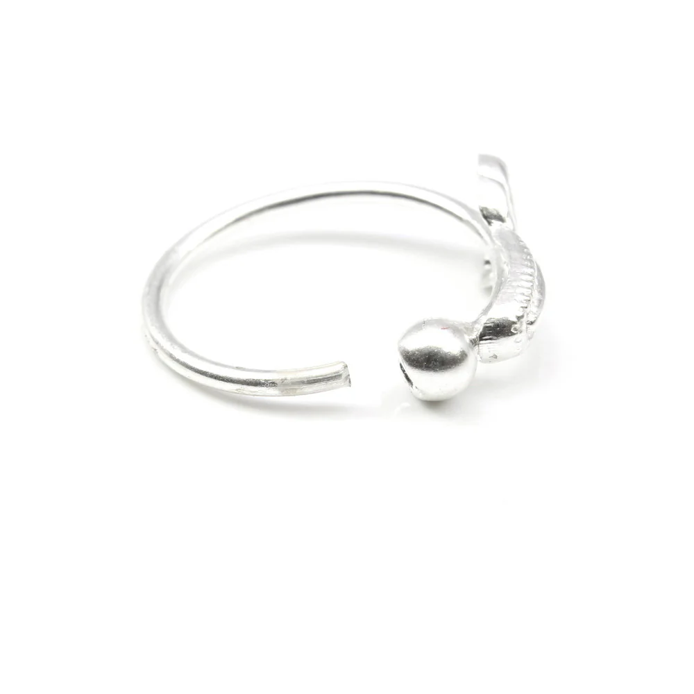 Silver Leaf Design Hoop Nose Piercing Ring - Image 3