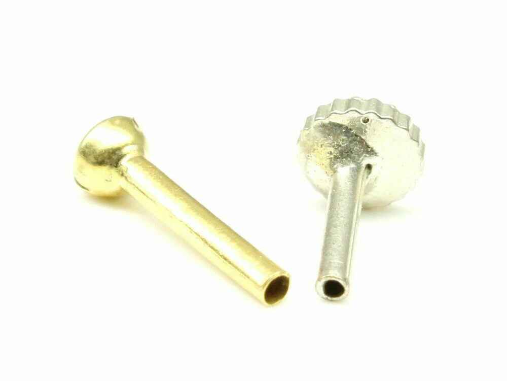 Indian Style 3 Stone CZ Studded Body Piercing Jewelry Nose Stud Pin Solid Real 14k Yellow Gold - Image 3