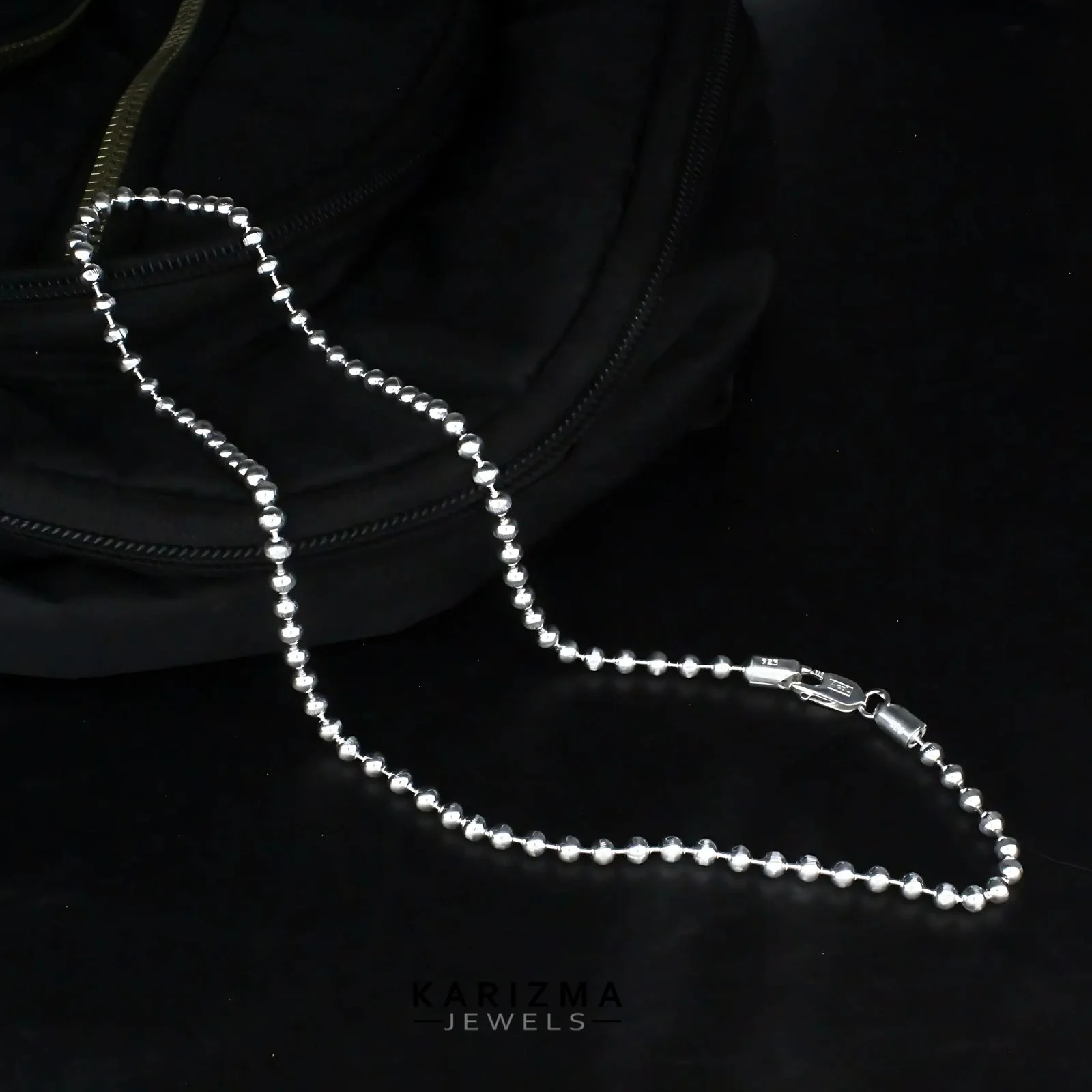 Indian style 925 Sterling Silver Beads Unisex Neck Chain 20"
