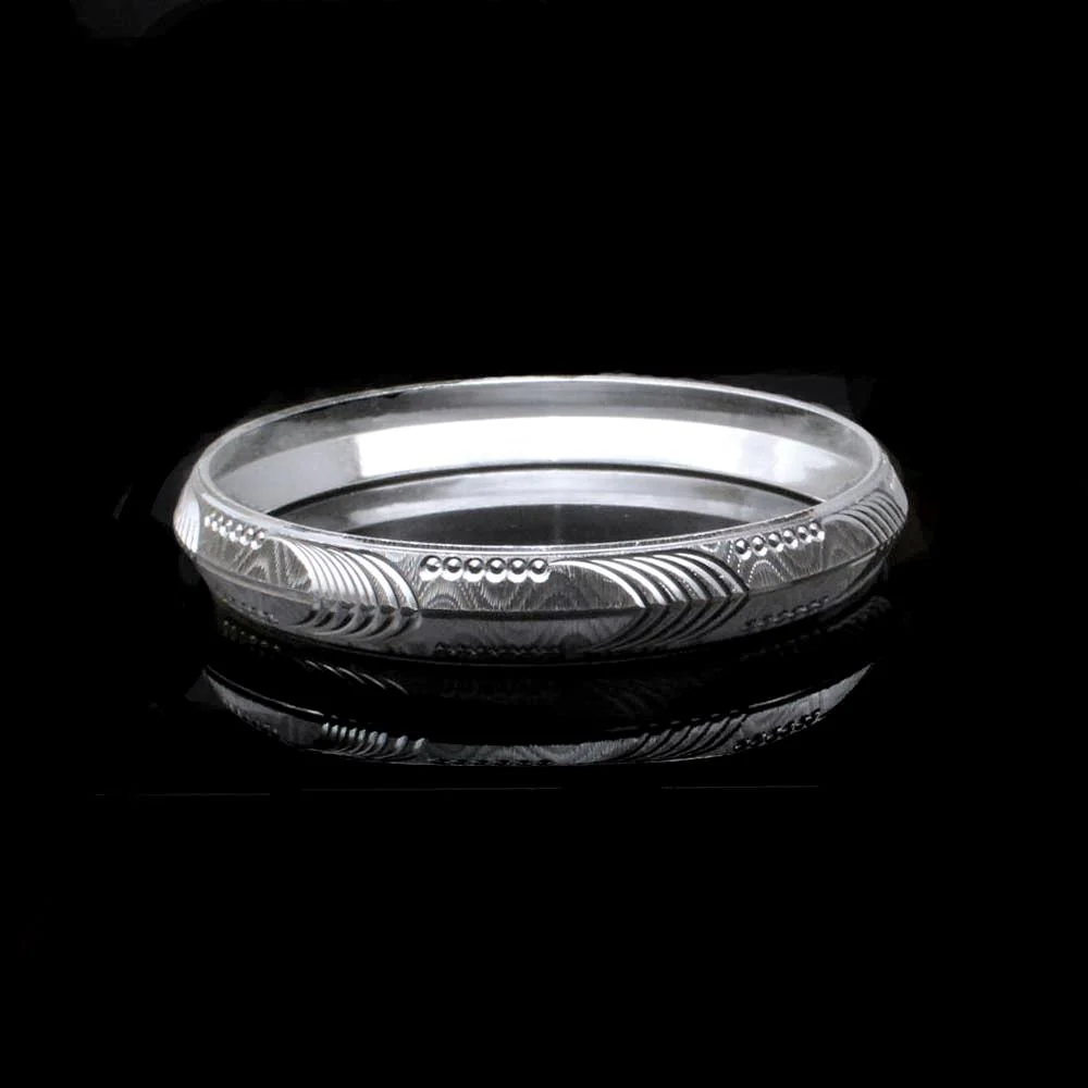 Indian Style Real Solid Silver Men's Bangle Bracelet - Image 2