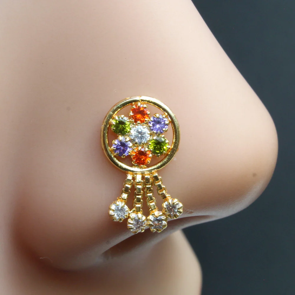 Indian Style Statement Dangle Nose Stud