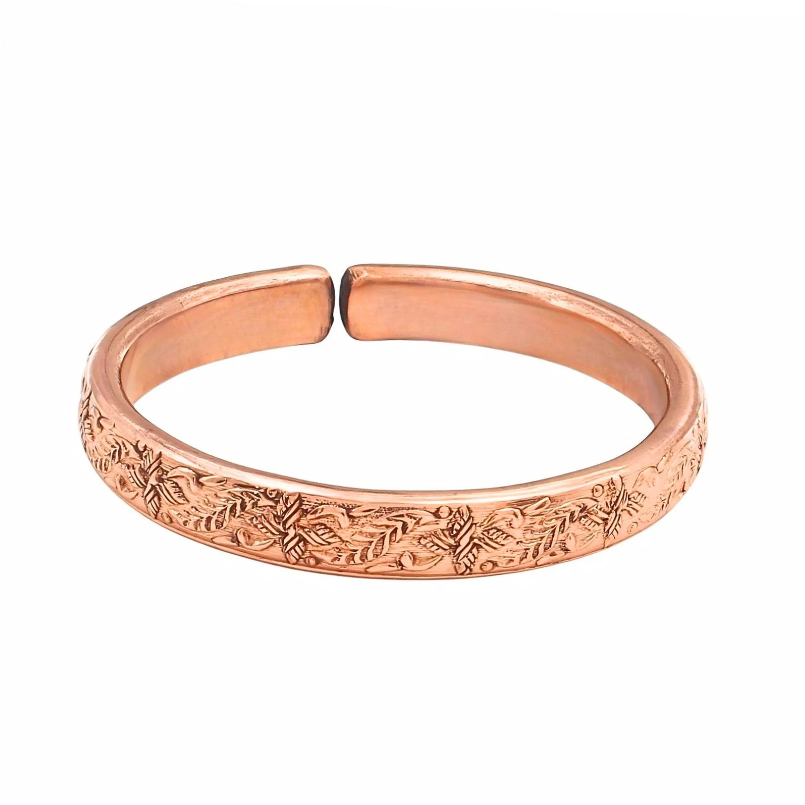 Indian Traditional Floral Pattern Pure Copper Adjustable Kada - Image 3