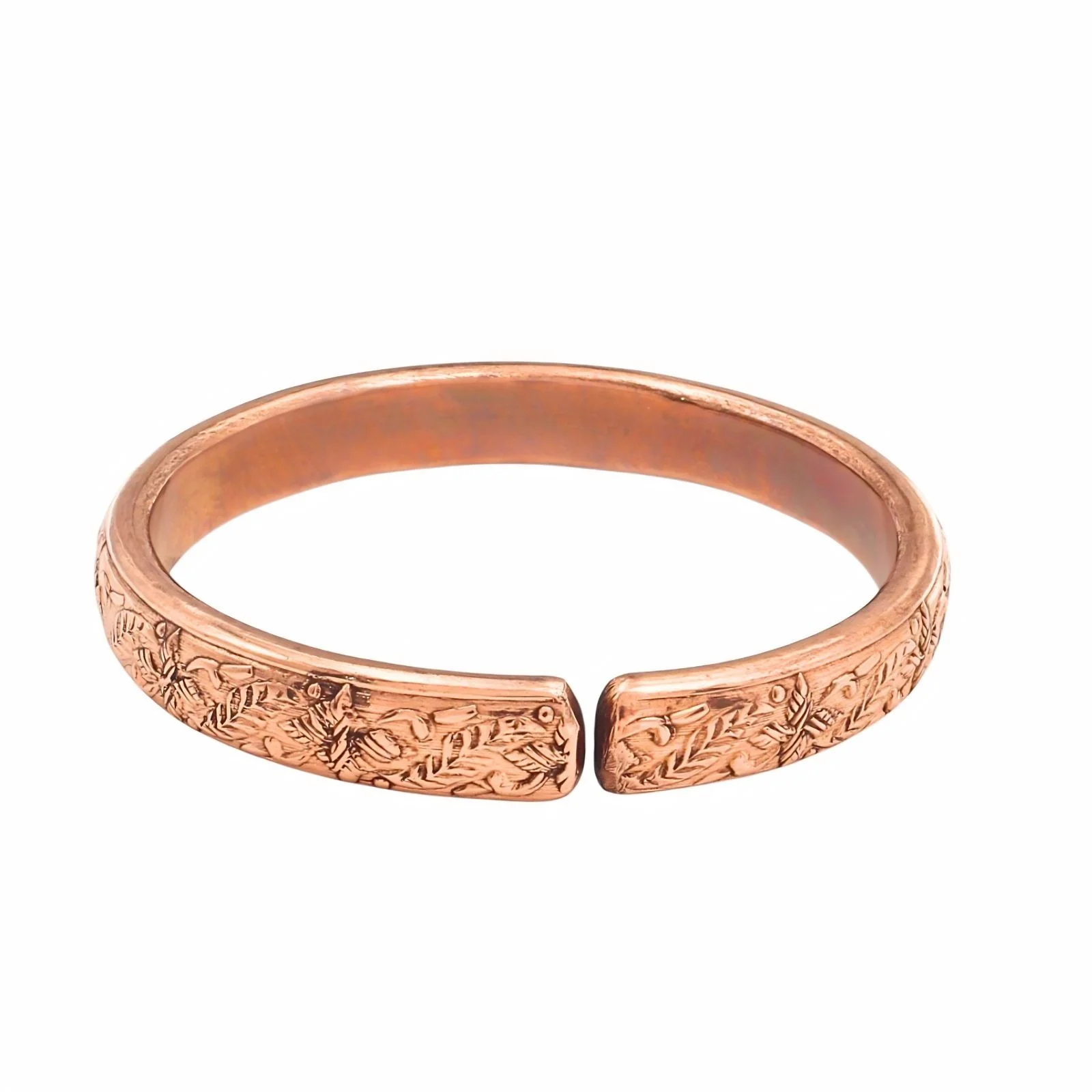 Indian Traditional Floral Pattern Pure Copper Adjustable Kada - Image 4