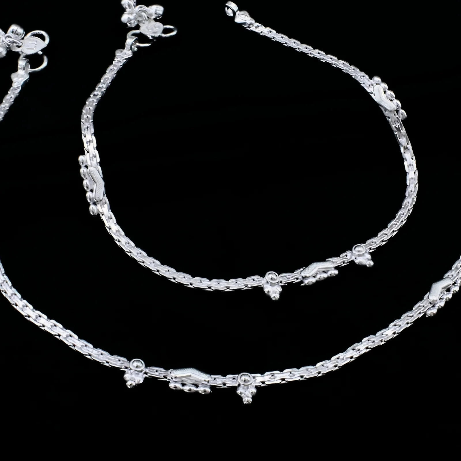 Indian Traditional Real Silver Anklet for Women - Pair - Image 5