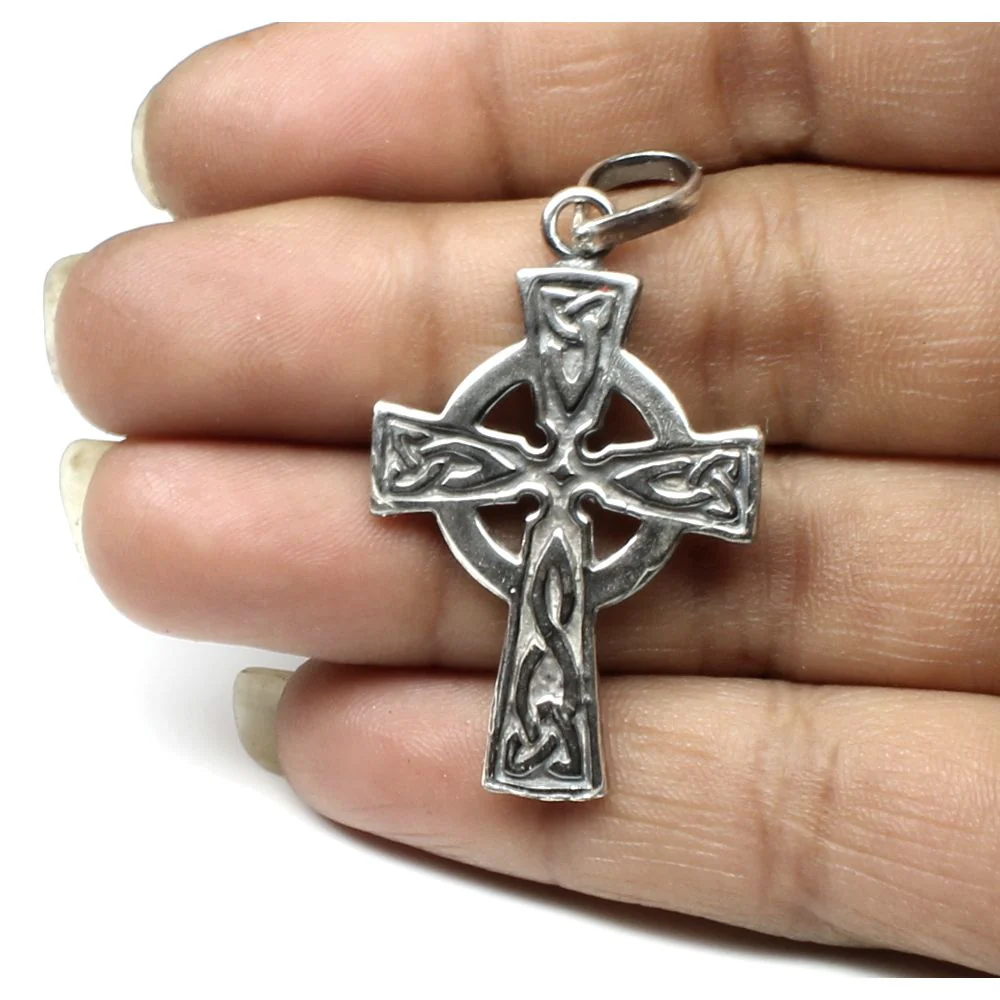 Jesus Cross Sleeve 925 Sterling Silver religious God Pendant - Image 2