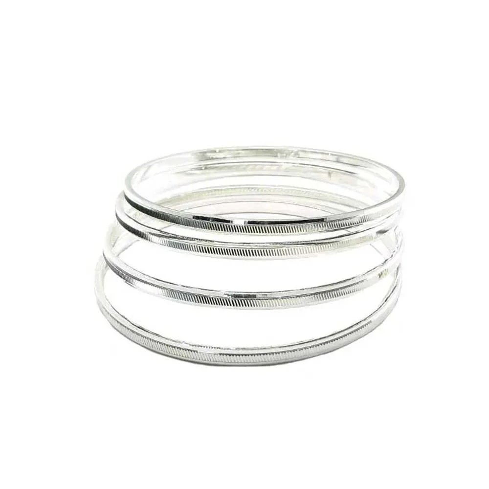Karizmatic 925 Silver Bangles Bracelets (Churi) - 4pc Set - Image 2