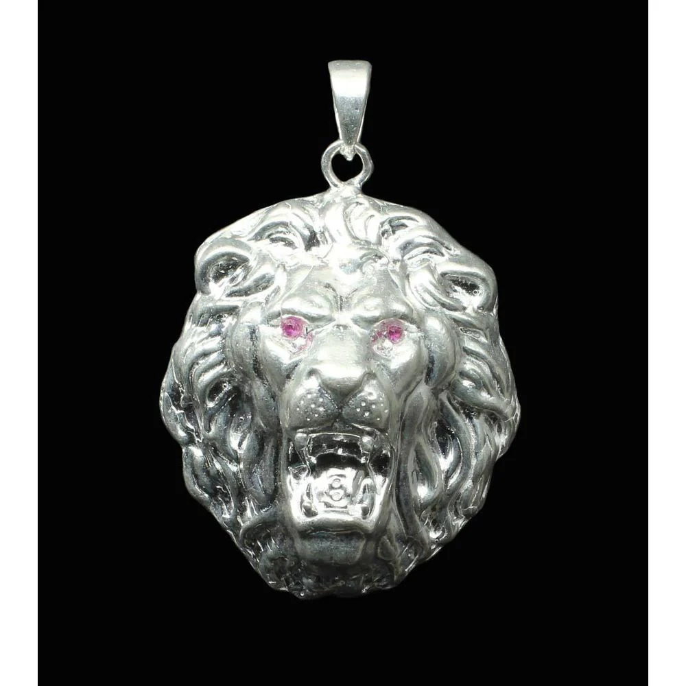 Loin Head Sterling Silver Pendant charm biker necklace gift