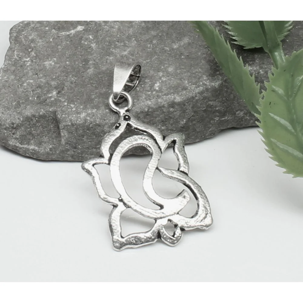 Lord Ganesha Embossed God 925 Sterling Silver Pendant