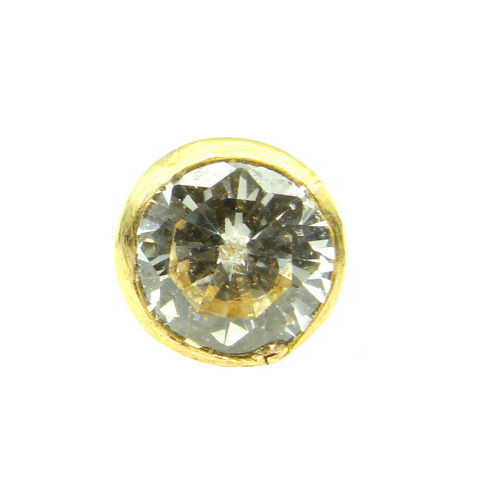 Lovely White CZ Piercing Nose Stud Solid Real 14k Yellow Gold Screw Back 18g - Image 2
