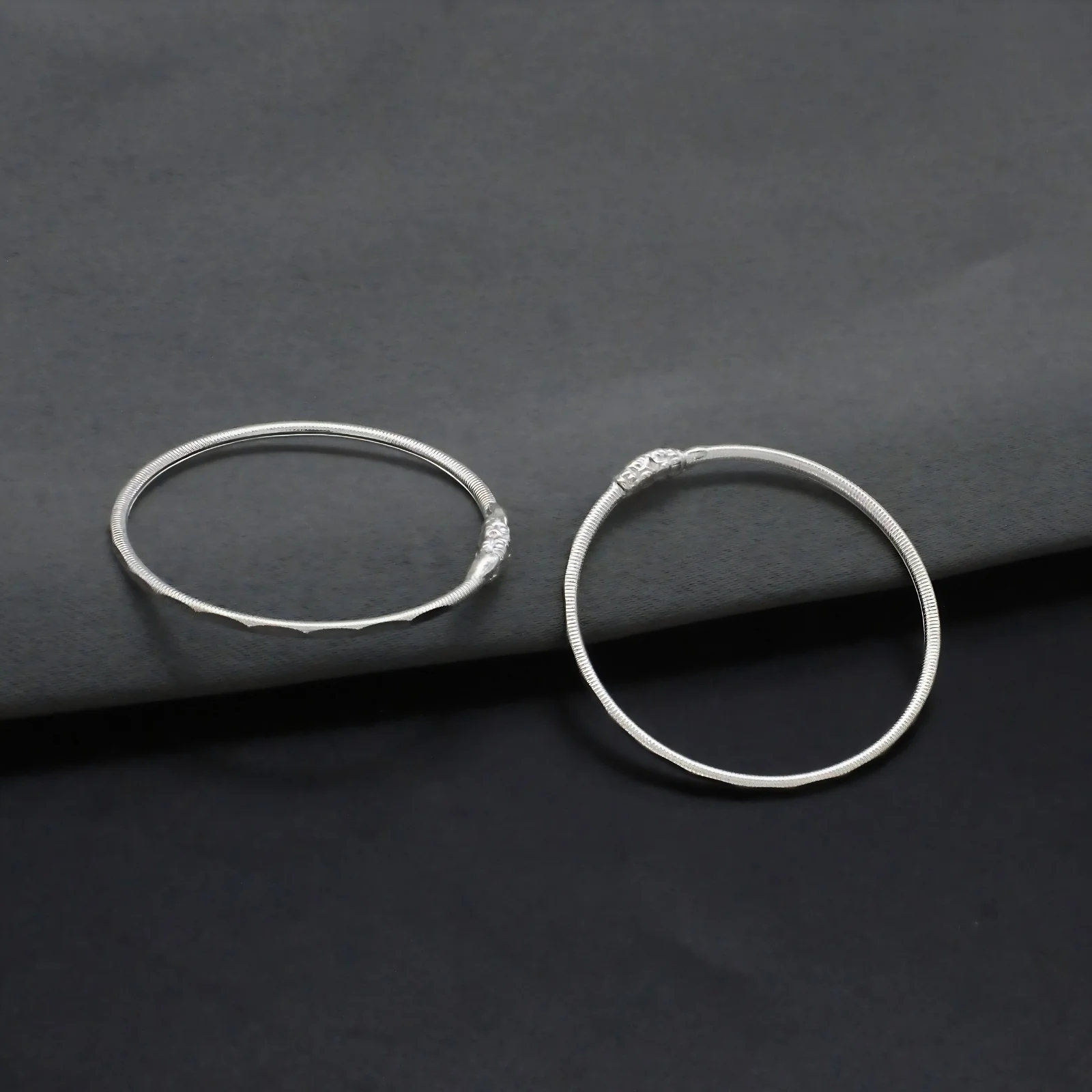 Lucky Elephant Design Real Sterling Silver Kids Bracelets Pair